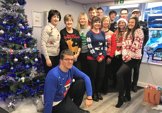 Staff at Colin Hutson Accounting wearing Christmas Jumpers
