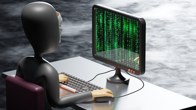 fraudster using a computer