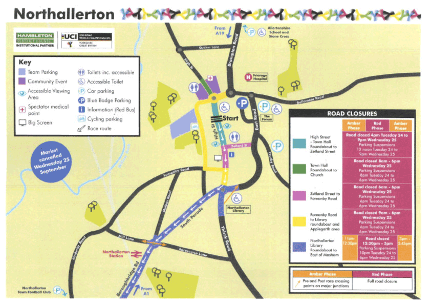 Map of race route and closed roads for September 25