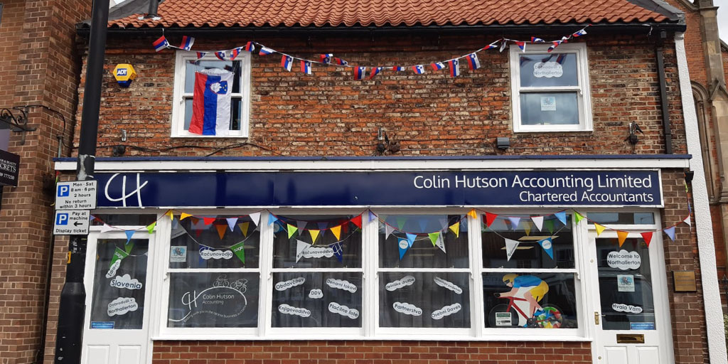 The front of Colin Hutson Accounting with our Slovenian display